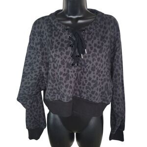 Victoria’s Secret leopard print crop Lace-up Pullover Size Medium